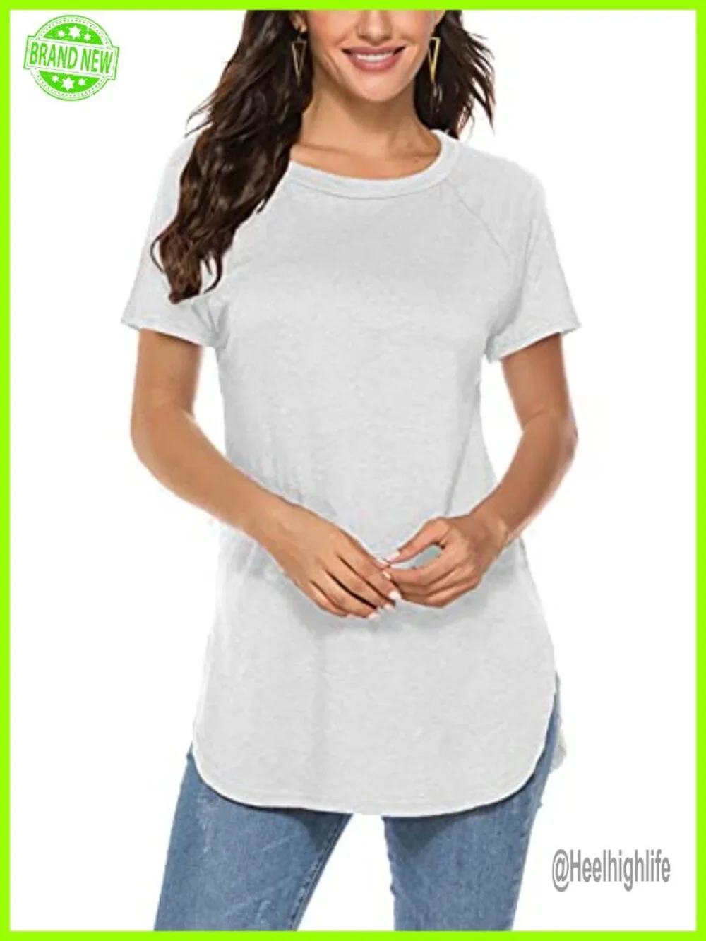 Womens Batwing Long Sleeve Tunic Top Loose Fit Casual Layering T-Shirt